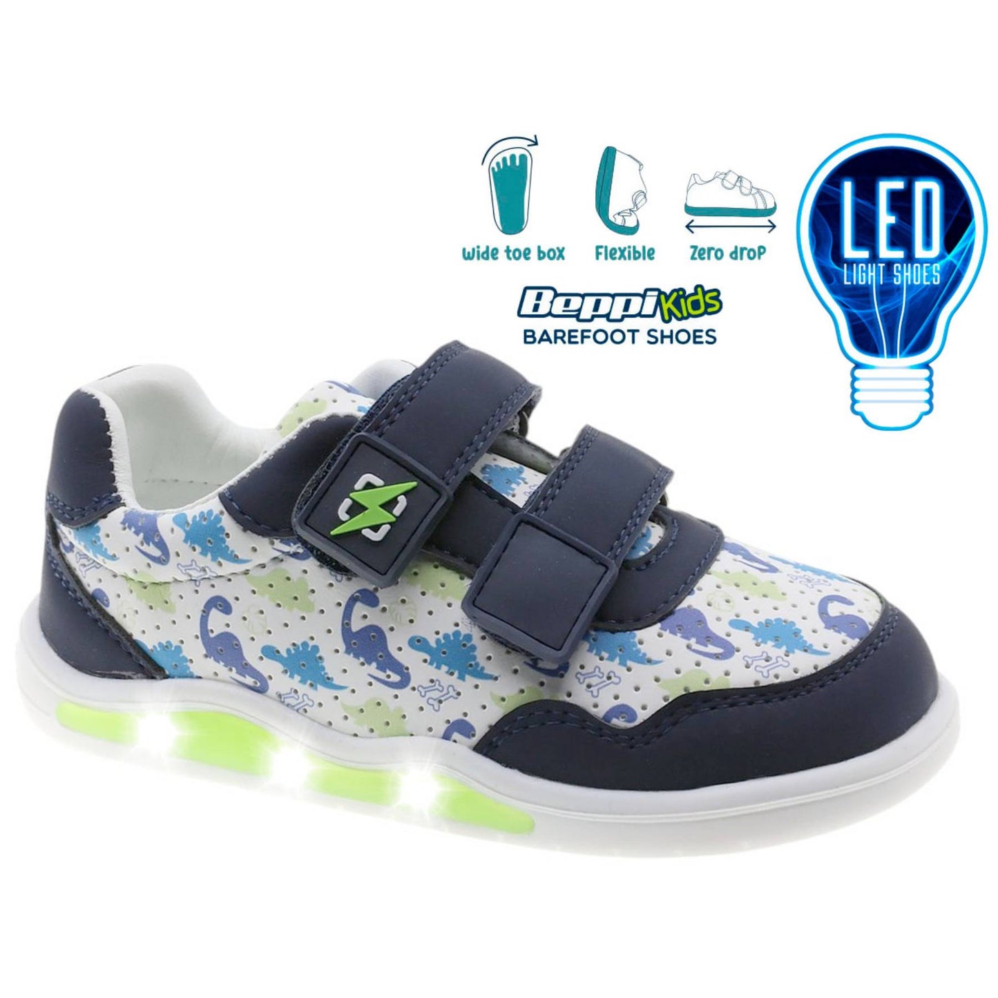Sapatilha Luzes Infantil Barefoot Azul Beppi-2218690
