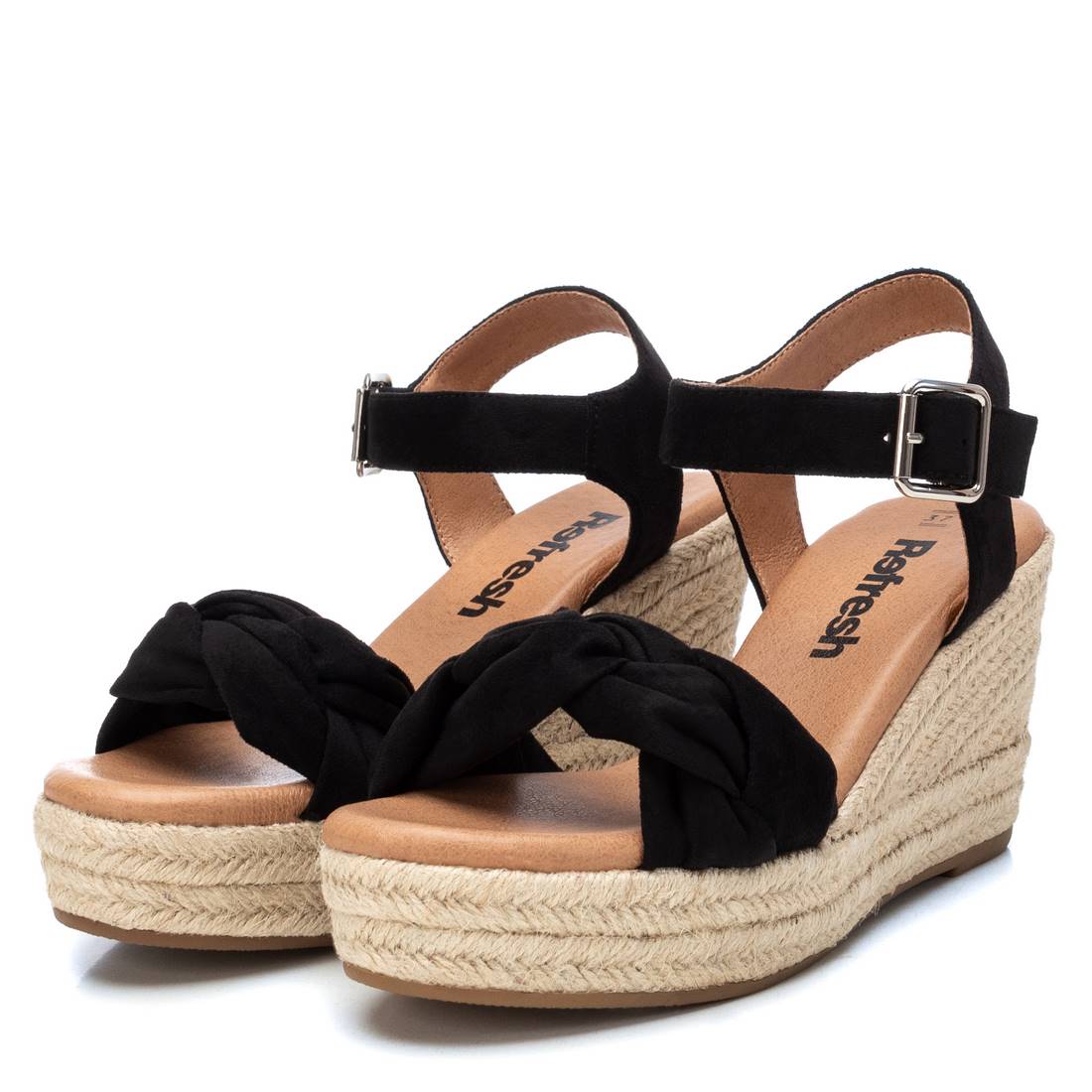 Sandalia Casual con Cuña para Mujer Negro Refresh-79795p