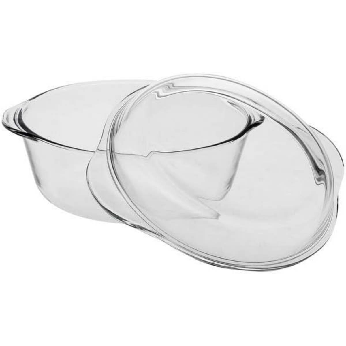 Assadeira Redonda Com Tampa 2l Borcam Branco -8693357192324