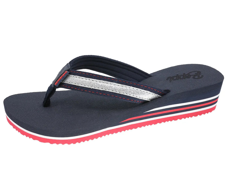 Women's Blue Wedge Flip Flops Beppi-2190730