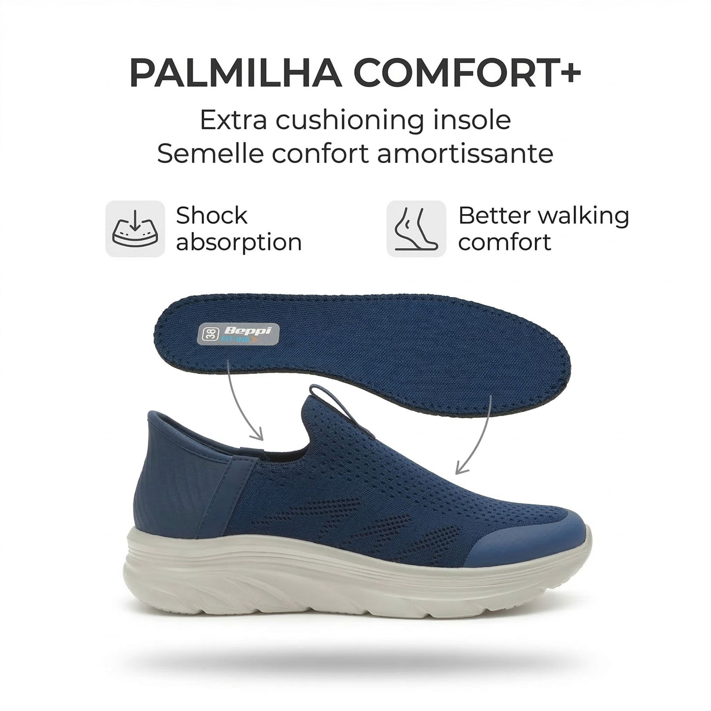 Sapatilha Conforto Mulher Slip-ins Azul Beppi-22075720