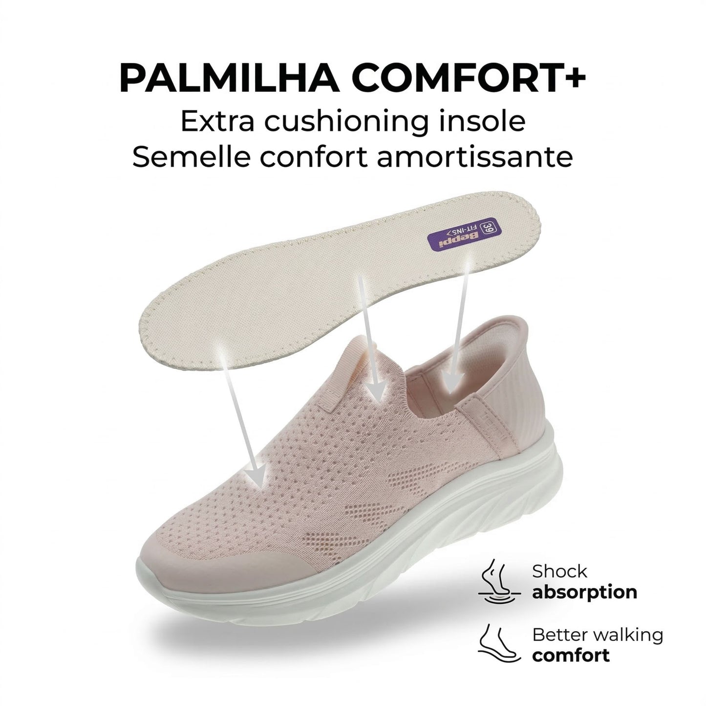 Sapatilha Conforto Mulher Slip-ins Rosa Beppi-2207572