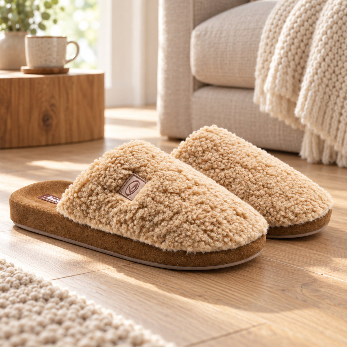 Chinelos de Interior de Mulher Beppi Antiderrapantes Bege  chão