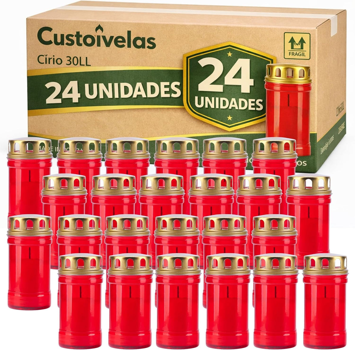 Cirios 30ll Alta Qualidade Vermelho -30llvrm