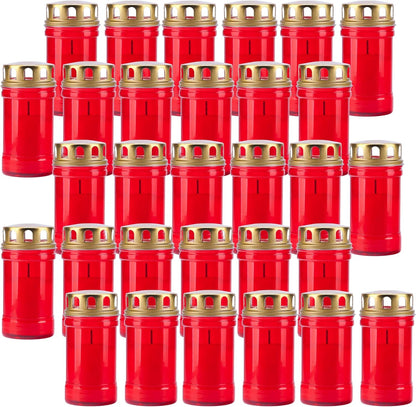 Conjunto de 30 círios 30 L vermelhos com tampa