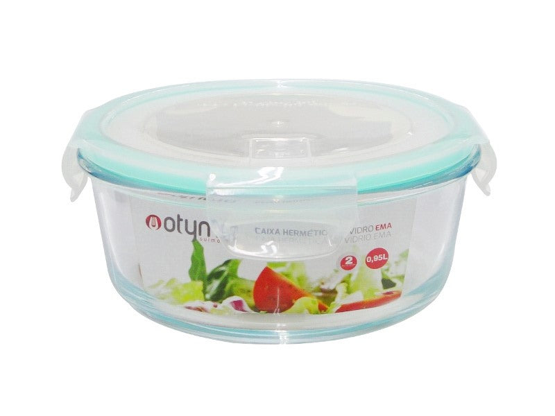 Caixa Hermetica Redonda Ema Plus 800ml Vidro Otyma-5605169065553