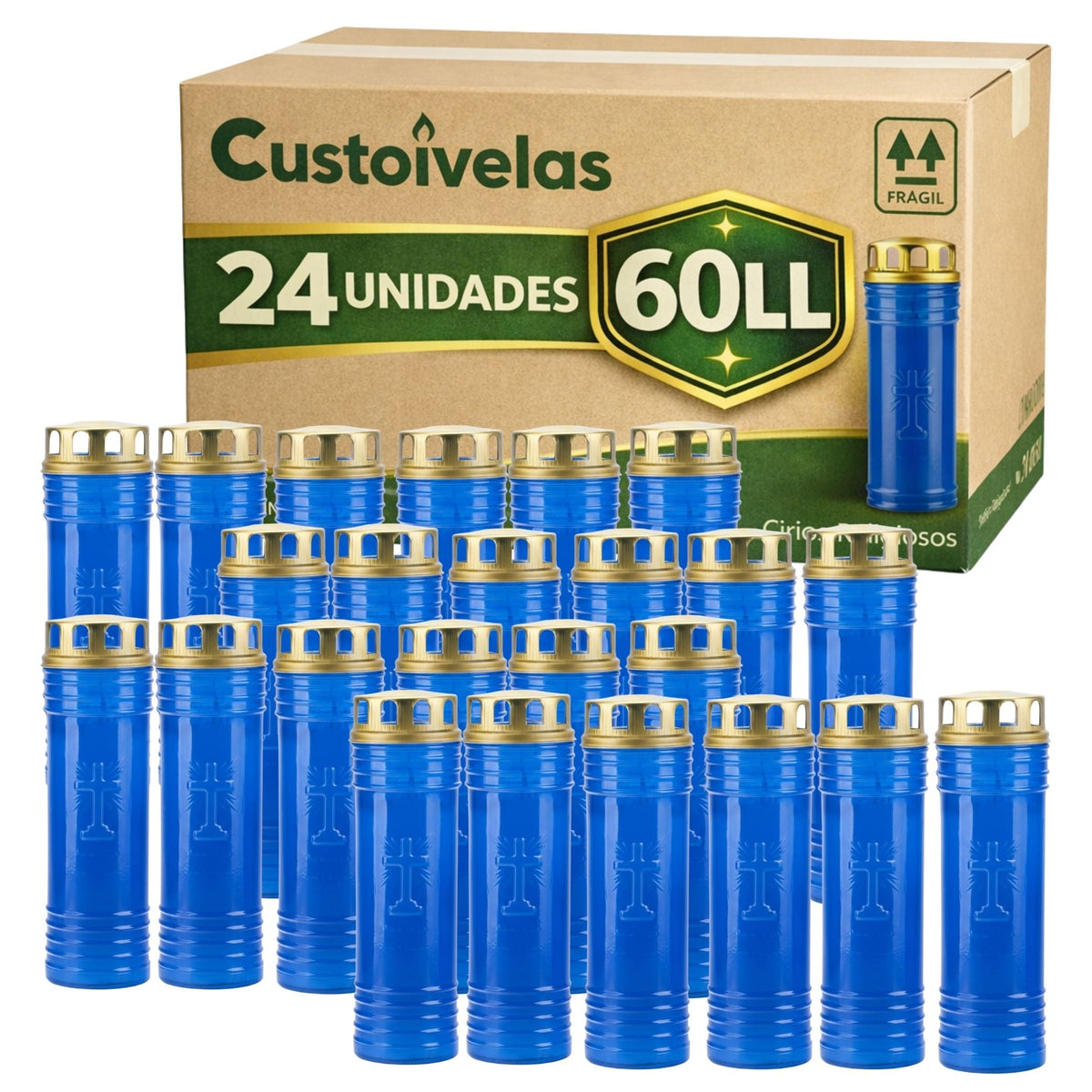 24 Cirios 60ll Alta Qualidade Azul -60llaz