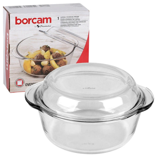 Assadeira Redonda Com Tampa 1l Borcam Branco -8693357192560