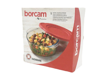 Assadeira Redonda Com Tampa 1.45l Borcam Branco -8693357472341
