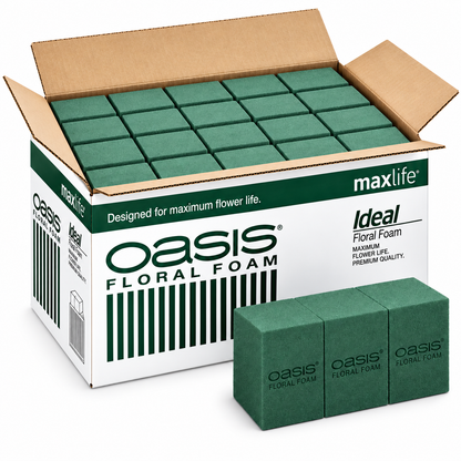 Caixa de espuma floral Oasis Ideal Maxlife verde com 20 tijolos