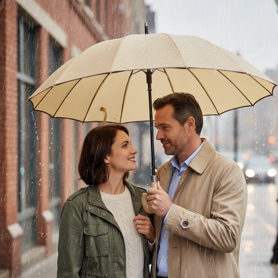 Guarda-Chuva Automático 1,10m | 16 Varas Anti-Vento Chussol | Bege