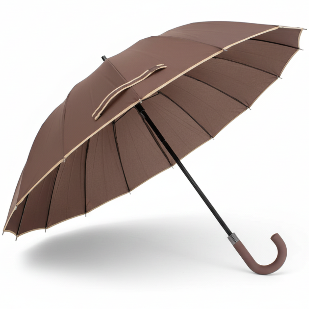Guarda-Chuva Automático 1,10m | 16 Varas Anti-Vento Chussol | Castanho