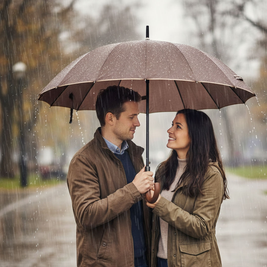 Guarda-Chuva Automático 1,10m | 16 Varas Anti-Vento Chussol | Castanho