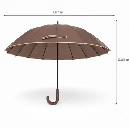 Guarda-Chuva Automático 1,10m | 16 Varas Anti-Vento Chussol | Castanho