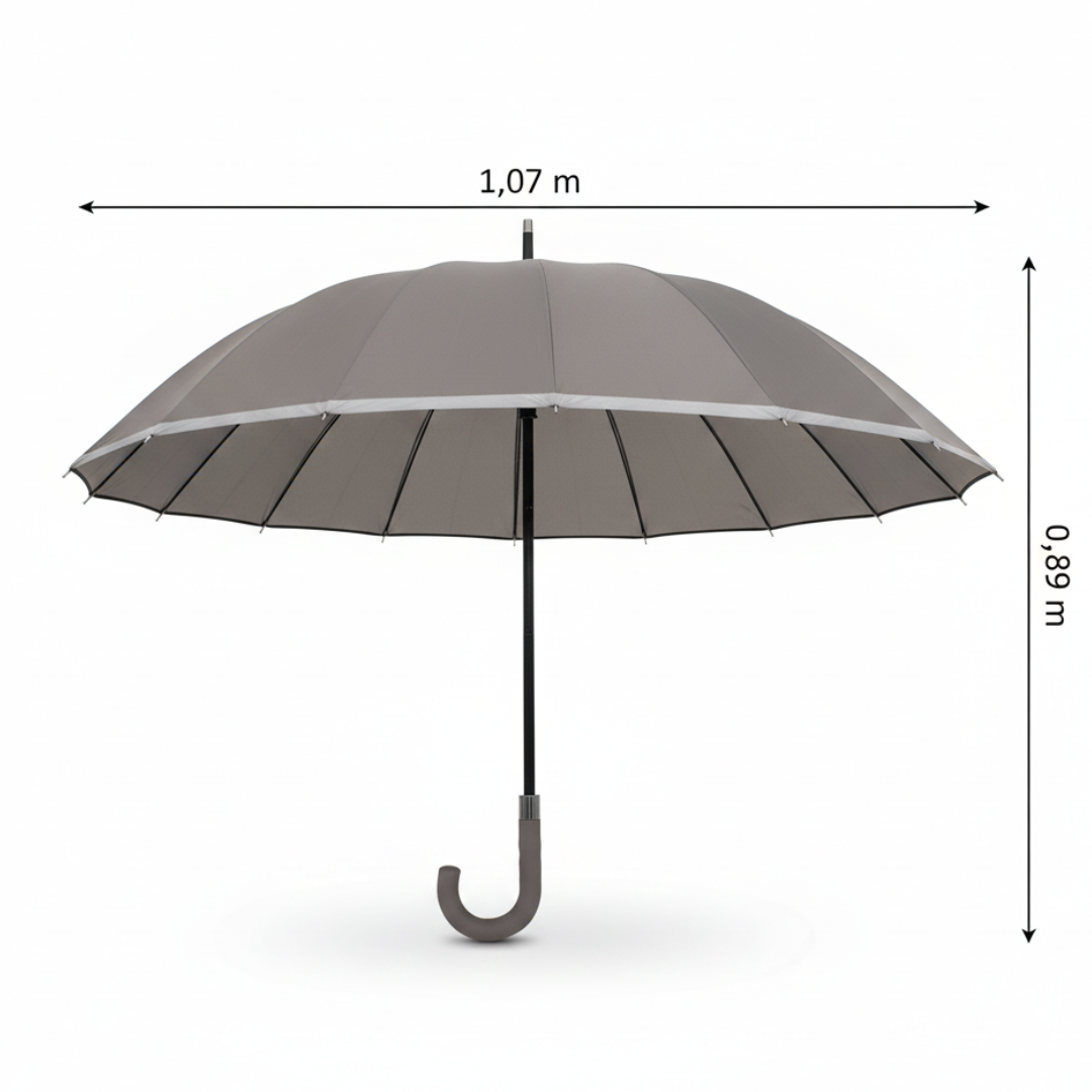 Guarda-Chuva Automático 1,10m | 16 Varas Anti-Vento Chussol | Cinza