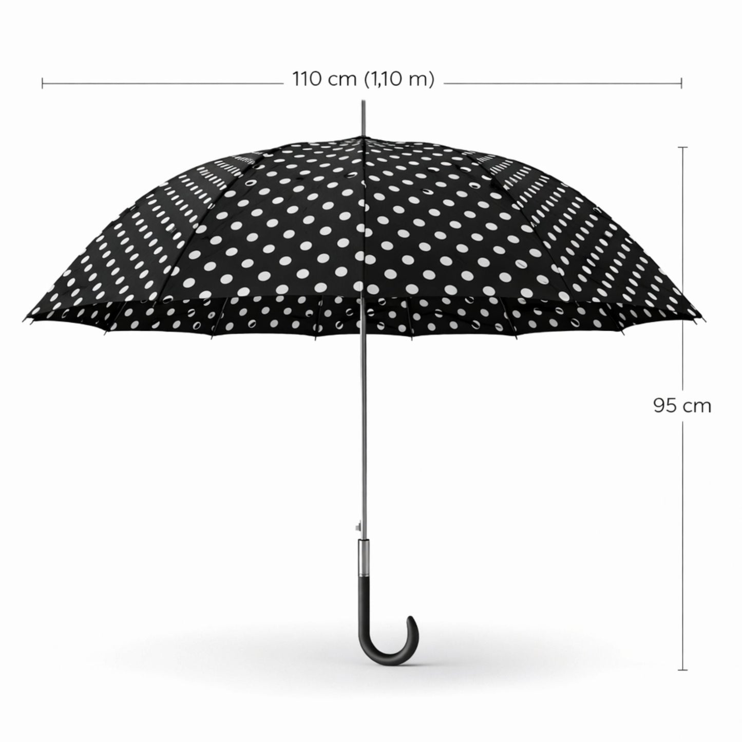 Guarda-Chuva Automático 1,10m | 12 Varas Anti-Vento Chussol | Preto