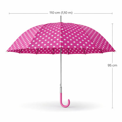 Guarda-Chuva Automático 1,10m | 12 Varas Anti-Vento Chussol | Rosa