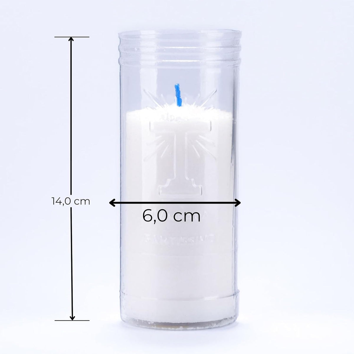 Recarga de círio V1 branco com medidas 14 x 6 cm