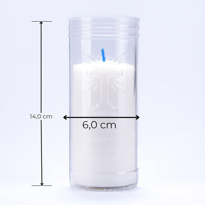 Recarga de círio V1 branco com medidas 14 x 6 cm