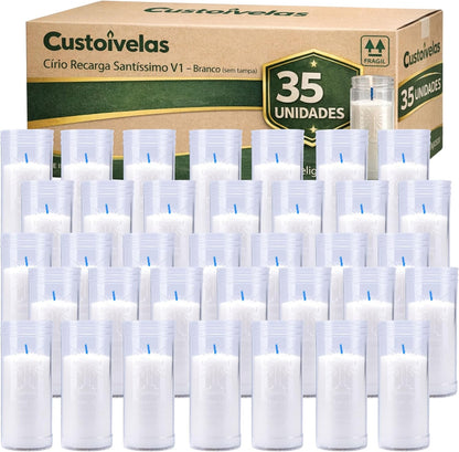 Caixa de 35 recargas de círio V1 branco da Custoivelas