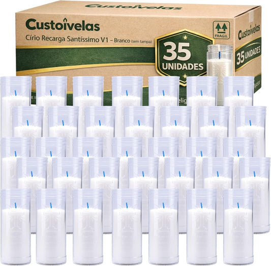 Caixa de 35 recargas de círio V1 branco da Custoivelas